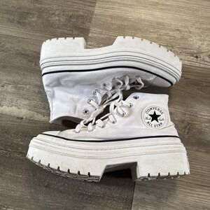 Converse All Star Lugged Women's Heel Platform Boots Sneakers White Size 8